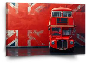 Sablio Obraz Červený patrový autobus Vlajka - 120x80 cm