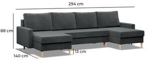Sedací souprava BLANK Comfort ve tvaru U šedá