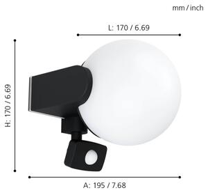 Eglo 99573 - Venkovní nástěnné svítidlo se senzorem RUBIO 1xE27/15W/230V IP44