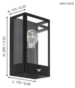 Eglo 99587 - Venkovní nástěnné svítidlo se senzorem ALAMONTE 1xE27/60W/230V IP44
