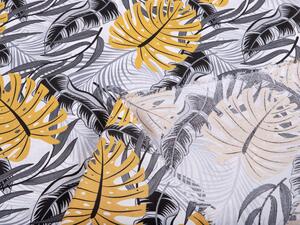 Bavlněná látka/plátno Sandra SA-177 Okrové a šedé tropické listy - šířka 160 cm