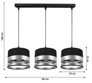 Lustr na lanku MILO 3xE27/60W/230V stříbrná/černá