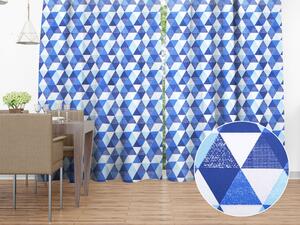 Biante Bavlněný závěs Sandra SA-190 Modro-bílé trojúhelníky 150x140 cm