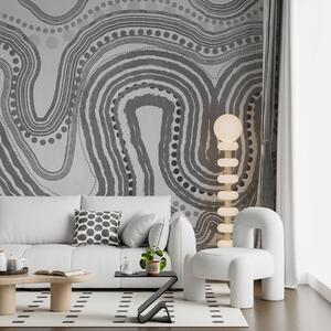 Fototapety Abstraktní tmavě šedé vlnovky a tečky, moderní texturované umění, Fototapety abstraktní, w09747v2 : uwalls.cz