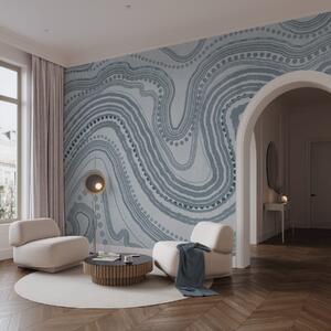 Fototapety Abstraktní modré vlnovky a tečky, moderní texturované umění, Fototapety abstraktní, w09747v3 : uwalls.cz