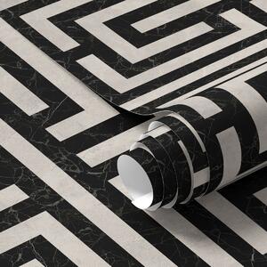 Tapety Černobílý geometrický bludištový vzor, Tapety abstraktní, a01073 : uwalls.cz
