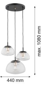 Argon 1492 - Lustr na lanku TRINI 3xE27/15W/230V černá