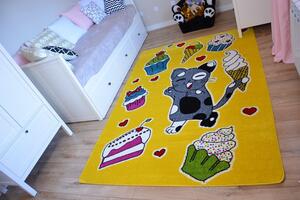 Makro Abra Dětský kusový koberec KIDS C415 Kočička žlutý Rozměr: 160x220 cm