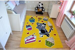 Makro Abra Dětský kusový koberec KIDS C415 Kočička žlutý Rozměr: 160x220 cm