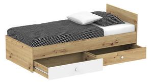 Jednolůžková postel 90cm Seraphina WK14 (dub artisan + bílá + šedá)