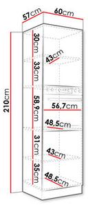 Skříňka vysoká pod pečící troubu Milo 60 DP-210 2F (šedá + šedý lesk)