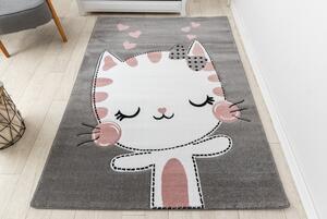 Makro Abra Dětský kusový koberec PETIT Kočička šedý Rozměr: 140x190 cm
