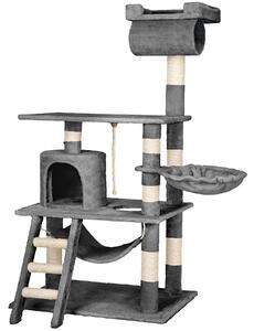 Tectake Kočičí škrabadlo Stokeley 141cm - šedá