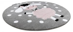 Makro Abra Dětský kulatý koberec PETIT Ovečka šedý Rozměr: průměr 120 cm