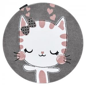 Makro Abra Dětský kulatý koberec PETIT Kočička šedý Rozměr: průměr 120 cm