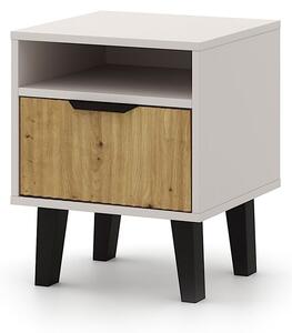 Noční stolek Borg Duo 1S kašmír / dub artisan
