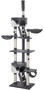 Tectake Kočičí škrabadlo Hansi 243-260cm - šedá/bílá
