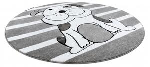 Makro Abra Dětský kulatý koberec PETIT Pes šedý Rozměr: průměr 160 cm