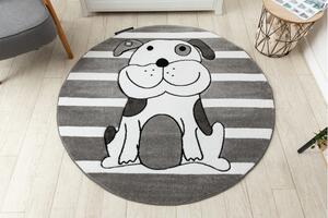 Makro Abra Dětský kulatý koberec PETIT Pes šedý Rozměr: průměr 120 cm