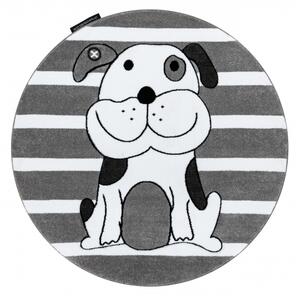 Makro Abra Dětský kulatý koberec PETIT Pes šedý Rozměr: průměr 120 cm