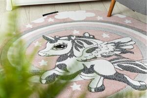 Makro Abra Dětský kulatý koberec PETIT Poník růžový Rozměr: průměr 140 cm