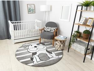 Makro Abra Dětský kulatý koberec PETIT Pes šedý Rozměr: průměr 160 cm