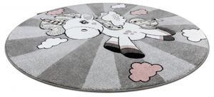 Makro Abra Dětský kulatý koberec PETIT Jednorožec šedý Rozměr: průměr 120 cm