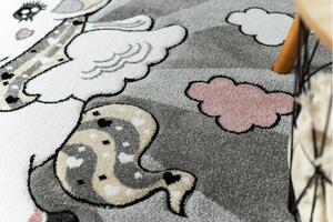 Makro Abra Dětský kulatý koberec PETIT Jednorožec šedý Rozměr: průměr 160 cm