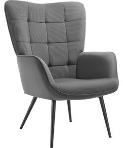 Tectake Křeslo Hygge polstrované, ergonomické, nosnost 150 kg - Bez podnožky,Tenký manšestr antracitová/černá