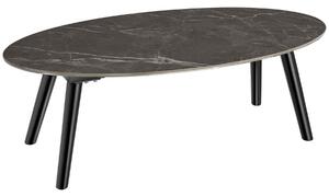 Tectake Oválný konferenční stolek Acerra,mramorový vzhled 100x50x34,5 cm - černá