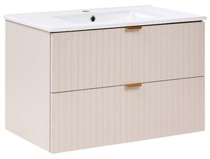 Závěsná koupelnová skříňka s umyvadlem TOTORANI 80 cm Béžová