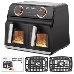 Tectake Horkovzdušná fritéza Samurai, 2 varné prostory, 7 programů, 2400W - černá