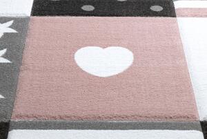 Makro Abra Dětský kusový koberec PETIT Srdce hvězdy růžový Rozměr: 140x190 cm