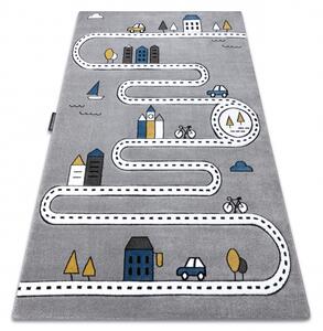 Makro Abra Dětský kusový koberec PETIT Cesta auta domy šedý Rozměr: 80x150 cm