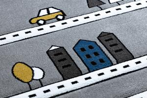 Makro Abra Dětský kusový koberec PETIT Cesta auta domy šedý Rozměr: 140x190 cm