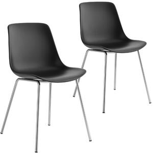 Tectake Plastové židle Mave, ergonomické, 120 kg - černá/chromová,Sada 2 kusů