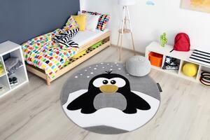 Makro Abra Dětský kulatý koberec PETIT Tučňák šedý Rozměr: průměr 120 cm