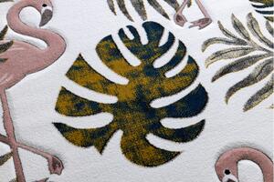 Makro Abra Dětský kusový koberec PETIT Plameňáci Listy palmy krémový Rozměr: 80x150 cm