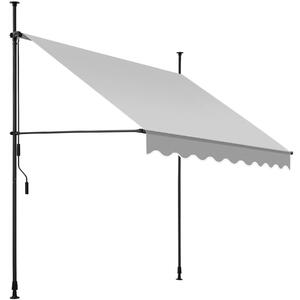 Tectake Upínací markýza s ruční klikou, výškově nastavitelná - 200 x 180 cm,světle šedá