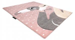 Makro Abra Dětský kusový koberec PETIT Plameňáci / srdíčka růžový Rozměr: 80x150 cm