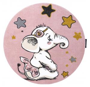 Makro Abra Dětský kulatý koberec PETIT Slůně / hvězdy růžový Rozměr: průměr 120 cm