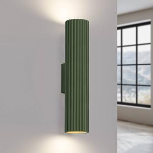 SOLLUX LIGHTING Nástěnné světlo ALORA, výška 30 cm, olivově zelené, kov, 2 x GU10, stmívatelný, Zelená, Obývací pokoj / jídelna, Hliník, Nástěnné svítidlo