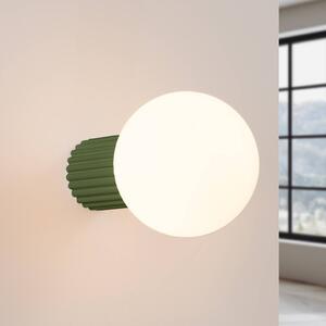 SOLLUX LIGHTING Nástěnné světlo ORBI, olivově zelené, sklo/kov, Ø 12 cm, IP44, G9, stmívatelný, Zelená, Koupelna, Hliník, Koule