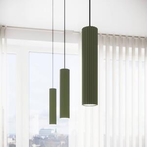 SOLLUX LIGHTING Závěsné světlo ALORA, olivově zelené, Ø 8 cm, kov, GU10, stmívatelný, Zelená, Obývací pokoj / jídelna, Hliník