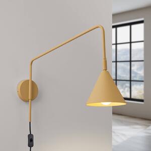 SOLLUX LIGHTING Nástěnné světlo LYS, zlatá barva, Ø 14 cm, kov, zástrčka, E14, Mosaz / zlato, Obývací pokoj / jídelna, kov, Skandinávský, Nástěnné svítidlo