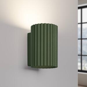 SOLLUX LIGHTING Nástěnné světlo ALORA, výška 10 cm, olivově zelené, kov, 1 x GU10, stmívatelný, Zelená, Obývací pokoj / jídelna, Hliník, Nástěnné svítidlo