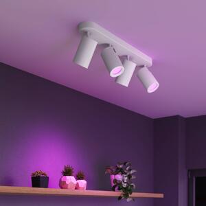 Calex Smart stropní bodové osvětlení bílé délka 49 cm 4-flg. GU10-LED RGBW, stmívatelný, Bílá / opál, Obývací pokoj / jídelna, kov, Moderní, Stropní půlkruhové světlo s prostorem