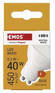 Emos lighting LED žárovka Basic MR16 / GU10 / 5,2 W (40 W) / 450 lm / neutrální bílá 1525730430