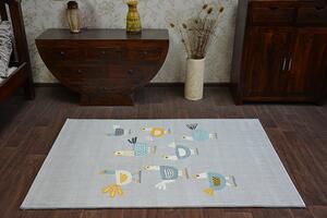 Makro Abra Dětský kusový koberec PASTEL 18413/052 - Slepičky kohout šedý Rozměr: 120x170 cm