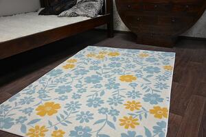Makro Abra Dětský kusový koberec PASTEL 18414/062 - Květiny krémový tyrkysový Rozměr: 120x170 cm